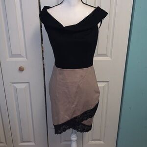 Fashion Nova off the shoulder color block body con dress